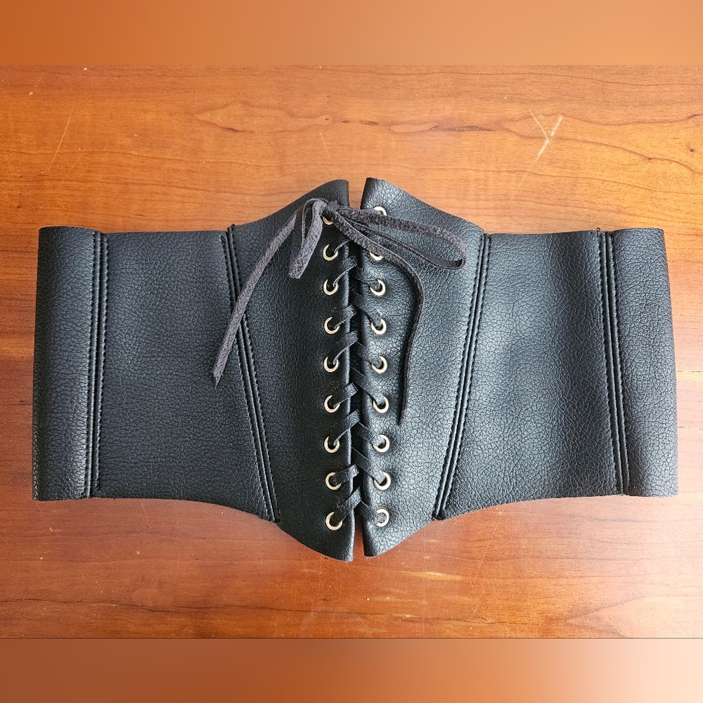 Womens Black Lace-Up Corset Belt, Renaissance Festival Wear